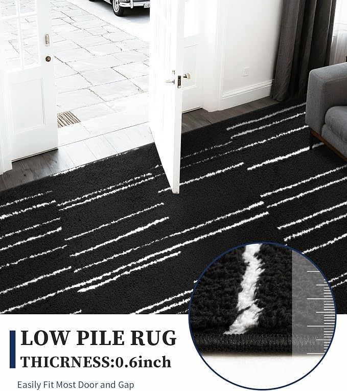 YIHOUSE 6x9 Abstract Line Area Rug, Modern Washable Stain Resistant Rugs Non - Image 4