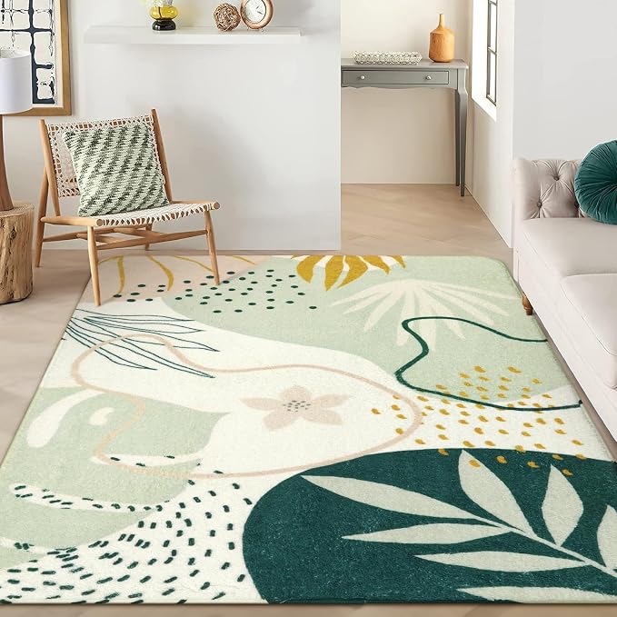 Lahome Green Washable Rugs 9x12 Living Room Rug, Non-Slip Backing Lightweight by Lahome