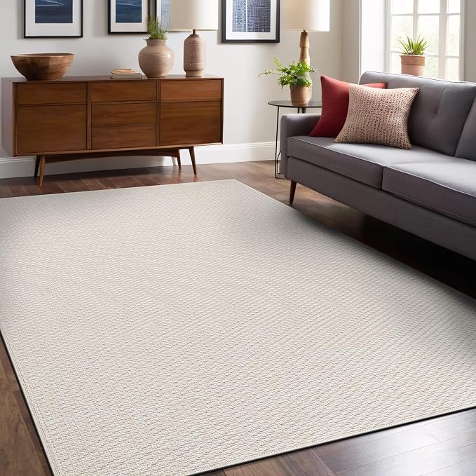 Easy Jute Rugs 5x7 White Color Living Room Indoor Outdoor Area Rug - Image 7