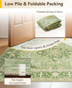 Area Rugs 6'x8' Washable Non-Slip, Floral Vintage Distress Print Pattern - Image 4