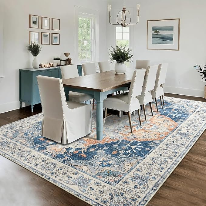 Area Rugs 4x6, Low Pile Washable Rugs, Soft Vintage Distressed Rugs - Image 4