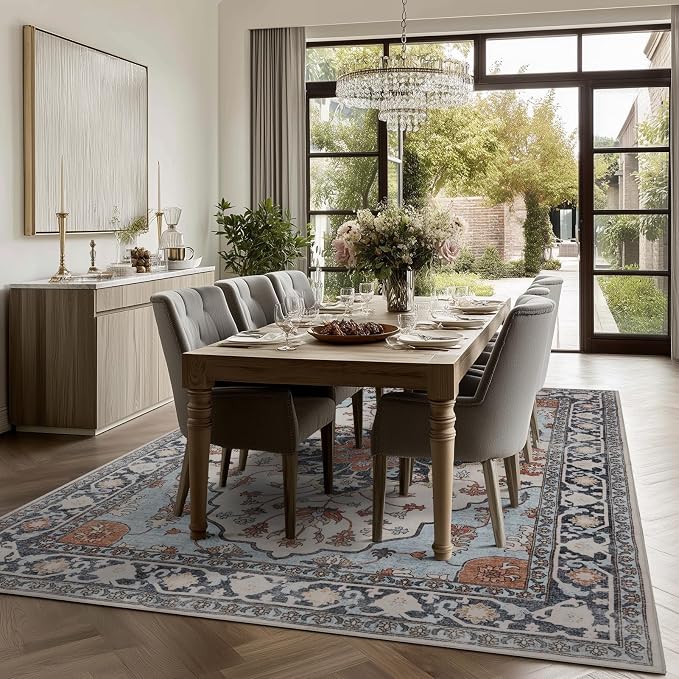 Washable Rugs 5x7 Area Rugs for Living Room, Thin Carpet for Bedroom, Soft Faux - Image 4