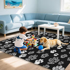 Cat Paws Black Area Rug for Living Room, Non-Slip Backing Low Pile Modern - Image 7