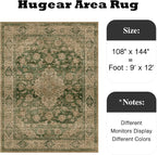 HUGEAR Retro Green Area Rug 9x12 Machine Washable Living Room Rugs Distressed - Image 2