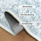 FMFUNCTEX 8x10 Washable Area Rug Blue Vintage Neutral Distressed Large Non Slip - Image 4