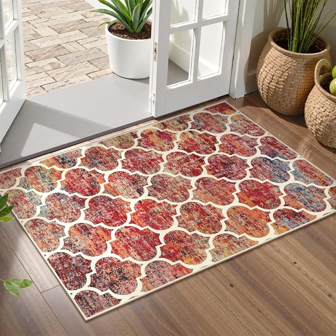 Lahome Moroccan Kitchen Rugs -2x3 Washable Rug Small Indoor Door Mat Throw Rug by Lahome