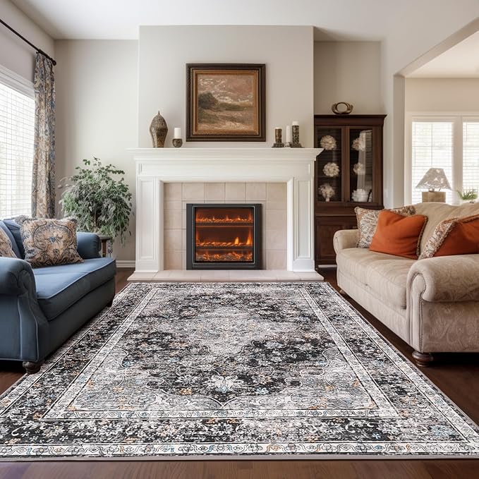 Rugs for Living Room, 8x10 Large Area Rugs Ultra Soft Washable, Vintage Boho - Image 2