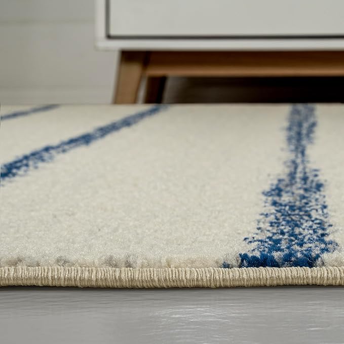 JONATHAN Y Williamsburg Minimalist Stripe Cream/Navy Indoor Area Rug, - Image 8