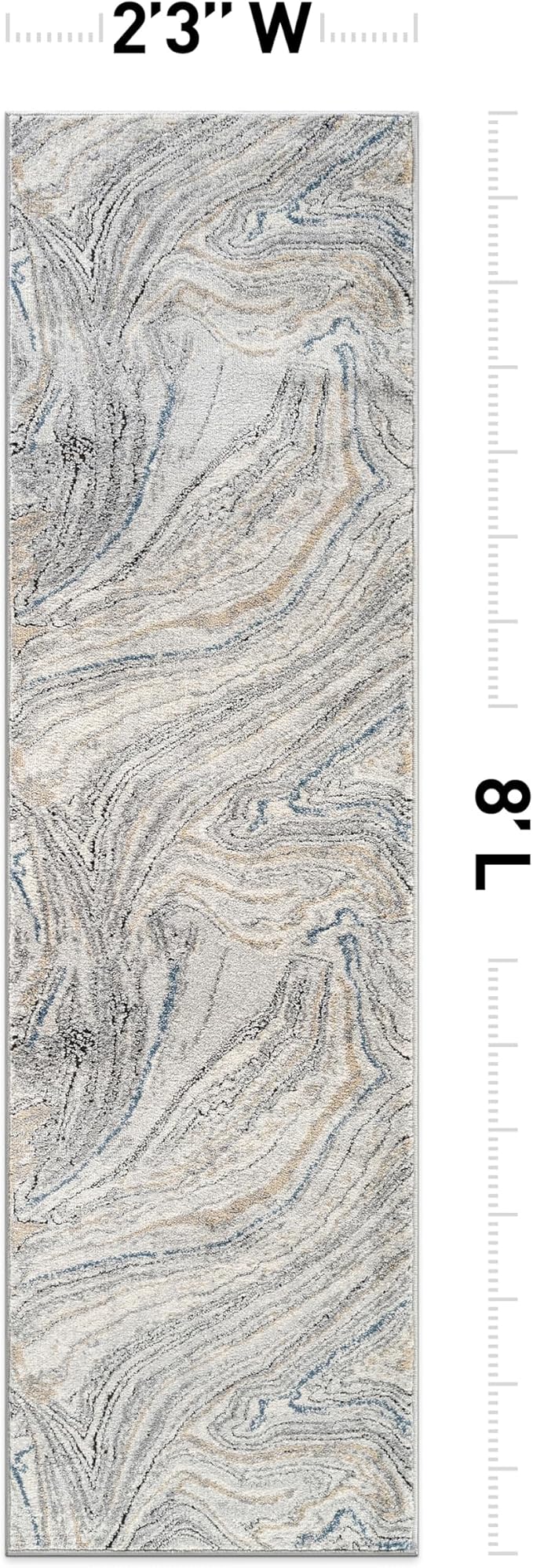 Rugshop Marble Swirl Distressed Gray Area Rug Modern Indoor Rug - Image 2
