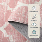 Lahome Moroccan Washable 2x3 Rugs Pink Bathroom Rugs Non-Slip Bathroom Mats - Image 5