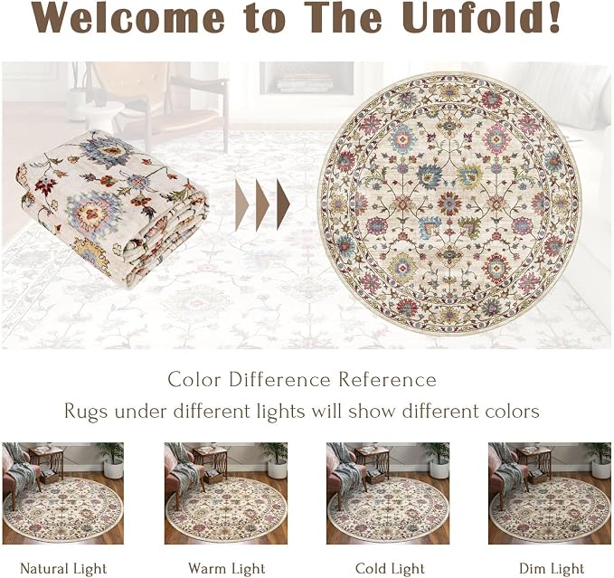 Washable Round Area Rug 4ft - Image 9