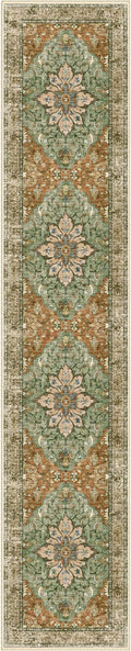 Area Rugs 2'6''x14' Washable Non-Slip, Floral Vintage Distress Print Pattern by RELEANY