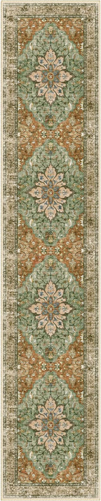 Area Rugs 2'6''x14' Washable Non-Slip, Floral Vintage Distress Print Pattern by RELEANY