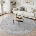 8ft Round Rug Living Room: Washable Large Vintage Rug Neutral Non-Slip Soft by NakagishiAreaRug
