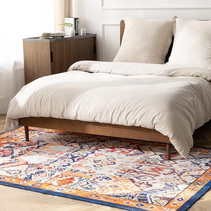 Phantoscope Washable Area Rug 3'x5' Non-Slip, Vintage Boho Rugs - Image 5