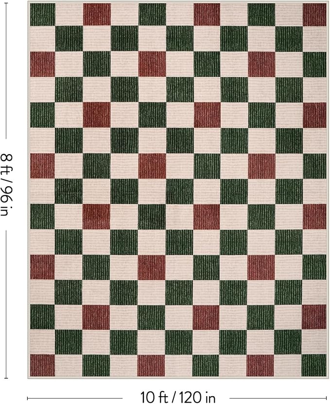 LIVEBOX 8x10 Area Rugs for Living Room Clearance, Checkered Non-Slip Washable - Image 2