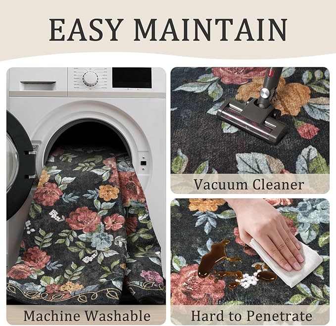 5x8 Machine Washable Area Rug for Living Room, Kids and Pets Friendly for - Image 5