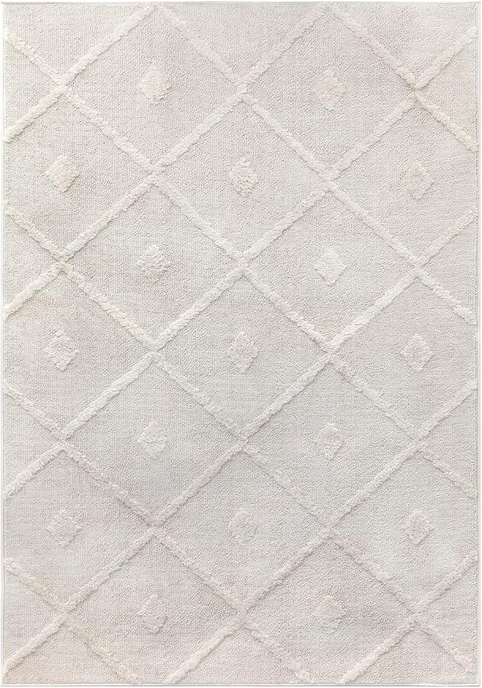 Antep Rugs Palafito 6x9 Geometric Shag Diamond High-Low Pile Textured Indoor - Image 4