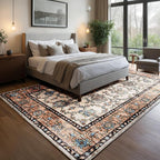 Area Rug for Living Room, 9x12 Machine Washable Non Slip Large Faux Wool Throw - Image 3