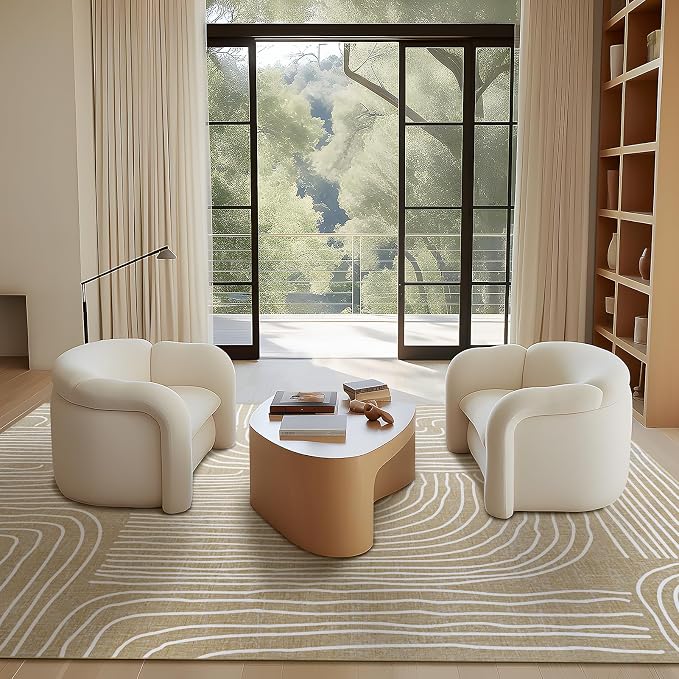 Phantoscope Washable Area Rug 5'x7' Non-Slip, Modern Neutral Boho Rugs - Image 5