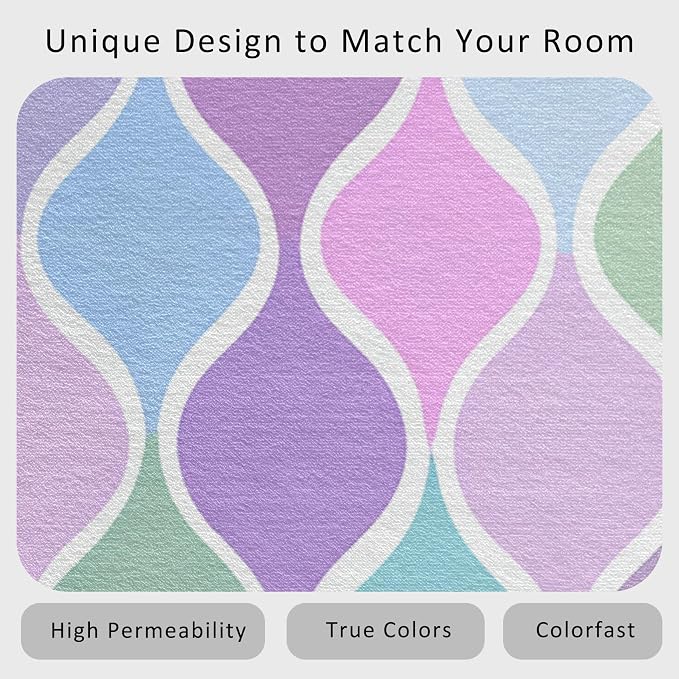 Washable 4x4 Abstract Wave Rug Living Room, Modern Geometric Colorful Design - Image 4