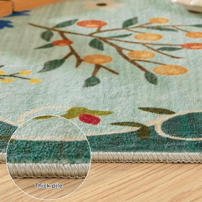 2x3 Washable Rug for Entryway, Floral Green Soft Small Area Rug, Non Slip - Image 5