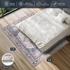 PURRUGS Vintage Farmhouse Boho Area Rug 5x7 ft, Non-Slip Machine Washable Rug - Image 4