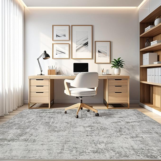 Area Rugs 9x12 Living Room: Washable Large Abstract Neutral Modern Soft Rugs - Image 8