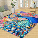 Peacock Area Rug 5x7-5x7 Rug, Boho Floral Rugs - Image 2
