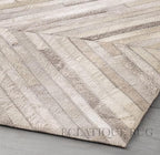 Elegant Rectangular Rug Cowhide Leather Stylish Non Slip Chevron Patchwork Area - Image 9