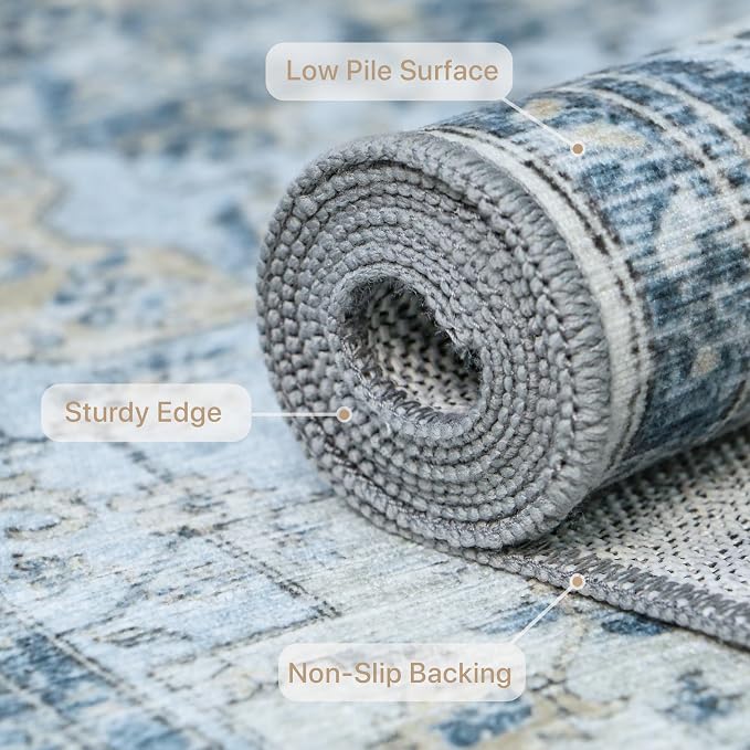 GENIMO Runner Rug 2'6"x6, Non Slip Vintage Hallway Runner Rugs, Low Pile - Image 6