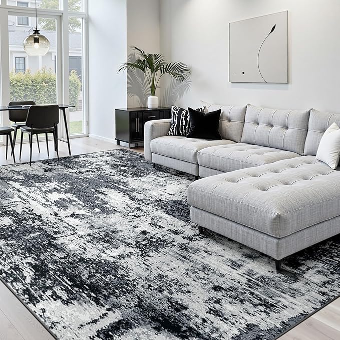 Washable Area Rugs 4'x5' Non-Slip Modern Abstract Soft - Image 9