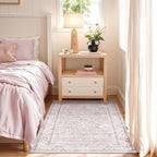 Light Pink 4x6 Rugs for Bedroom Nursery Rug Vintage Aesthetic Cute Boho Floral - Image 3