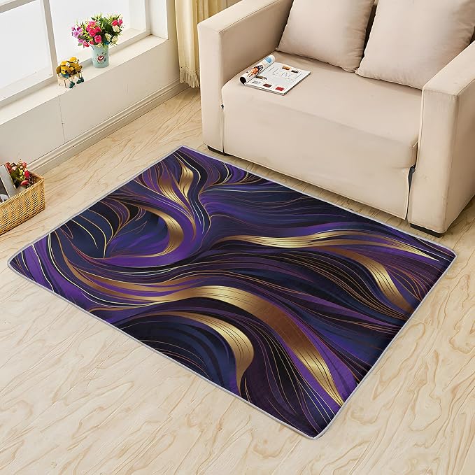 Purple and Gold Rug, 4x6 Rug, Luxury Rugs - Image 2