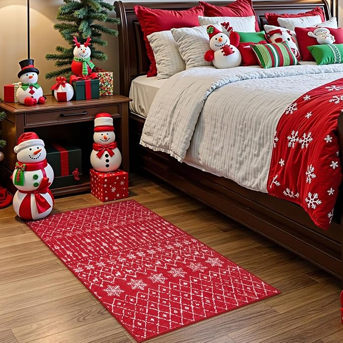 Lahome Christmas Door Mat 2x3 Red Entryway Rug Small Washable Area Rugs - Image 9