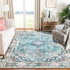 MUJOO Teal Rug 6'x9' Area Rugs for Living Room Washable Rugs Large Boho Carpet by MUJOO