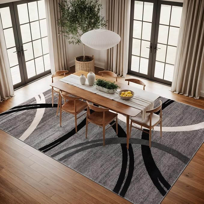 Rugshop Wavy Circles Design Area Rug, Fade-Resistant Carpet - Image 8