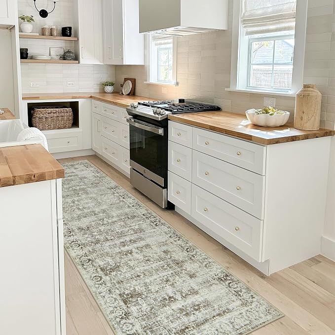 Morebes Vintage Long Bathroom Runner Rug, Washable Entryway Rugs Indoor Non Slip - Image 7
