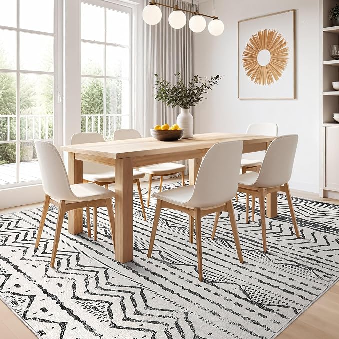 Nakagishi Area Rug Living Room Rugs: 6X9 Machine Washable Boho Large Neutral - Image 5
