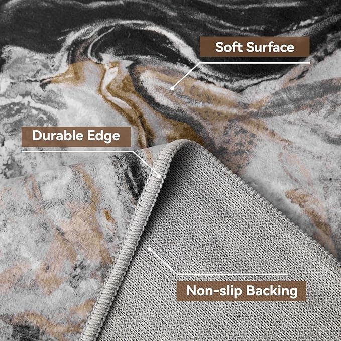 6x6 Round Area Rugs for Living Room, Modern Abstract Rug for Bedroom, - Image 5
