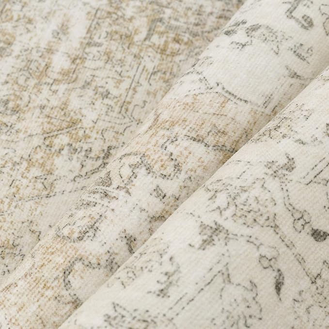 Entryway Area Rug 3x5 Washable Beige Vintage Distressed Carpet Oriental Soft - Image 8