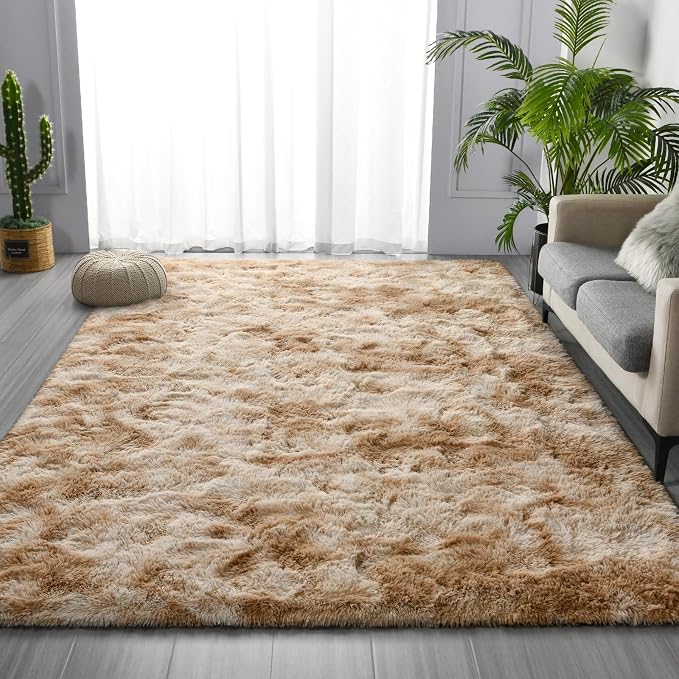 Large Shag Area Rugs 8 x 10, Tie-Dyed Plush Fuzzy Rugs - Image 3