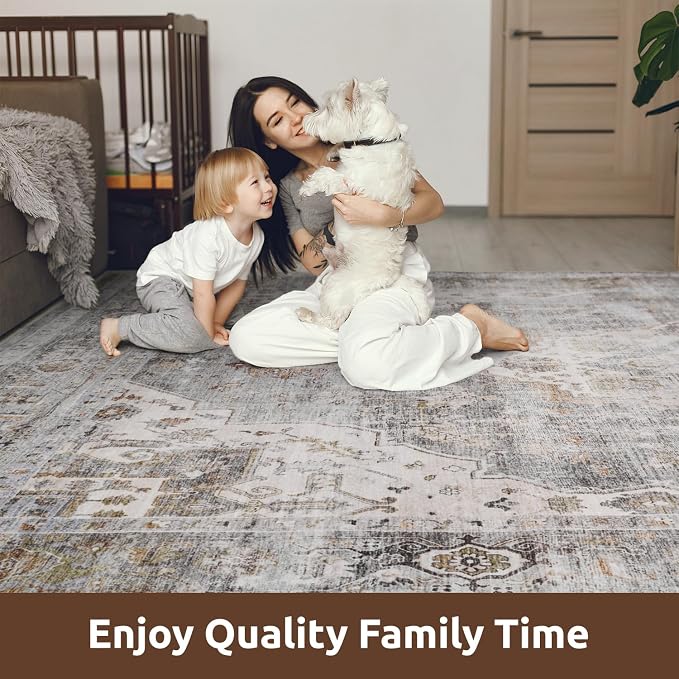 AMOAMI-2X3 Small Rug-Washable Rugs Entryway Mat Indoor-Soft Vintage Non Slip - Image 7