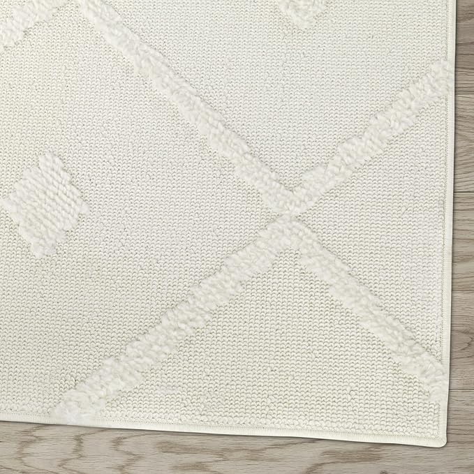 Antep Rugs Palafito 5x7 Geometric Shag Diamond High-Low Pile Textured Indoor - Image 4