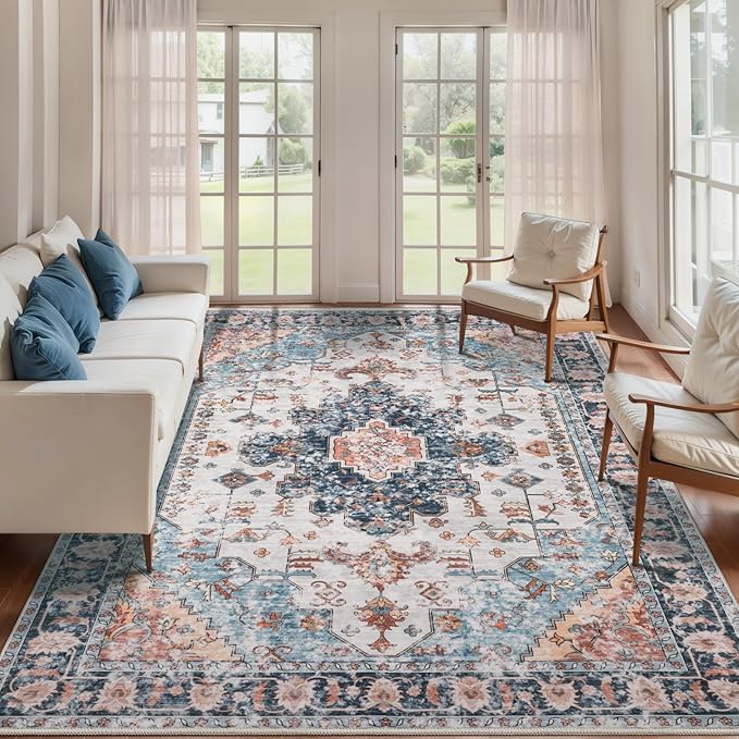 Tangsoo 8x10 Area Rug for Living Room, Washable Vintage Indoor Non Slip Large by Tangsoo