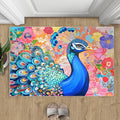 Peacock Area Rug 4x5-4x5 Rug, Boho Floral Rugs by STRELEC