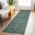 Vintage Floral 2x6 Runner Rug, Dark Green Washable Kitchen Runner Rug Non-Slip by lansny