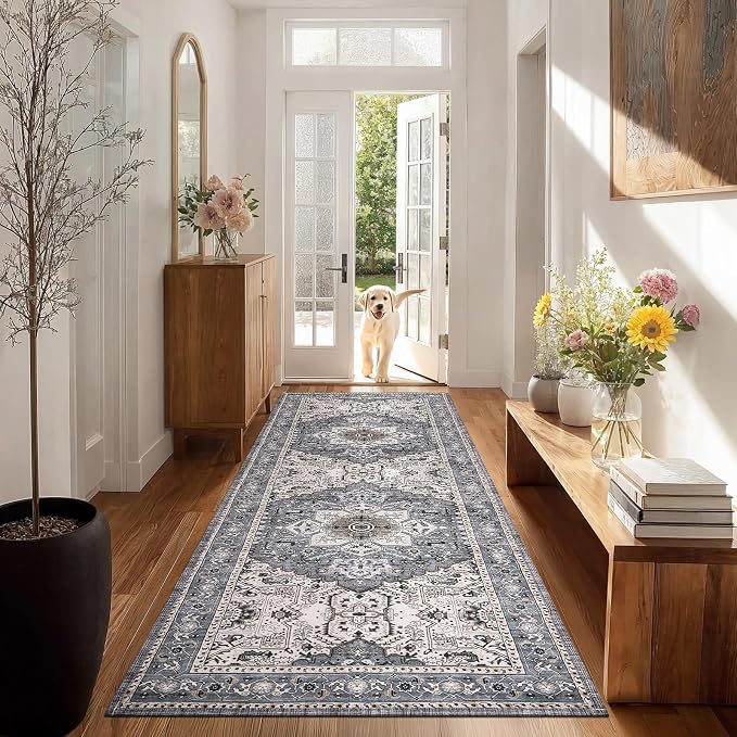 PURRUGS Vintage Farmhouse Boho Runner Rug 2'6" x 6', Non-Slip Machine Washable - Image 2