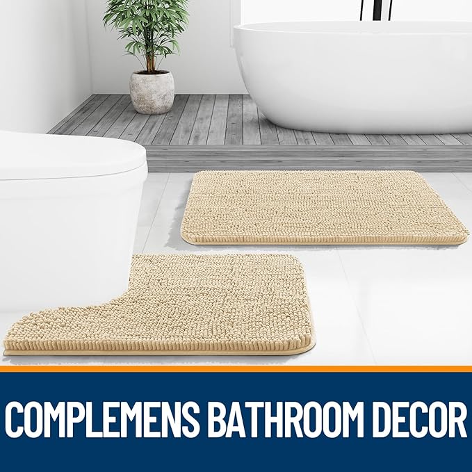 OLANLY Bathroom Rugs 47x17, Extra Soft Absorbent Chenille Bath Rugs, Rubber - Image 7