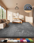 Ophanie Area Rugs for Living Room Bedroom, Upgrade Non-Slip Fluffy Soft Grey by Ophanie